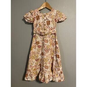 Vintage Handmade Girls Dress Size 4 Pink Floral Tiered Cottagecore Prairie 70s